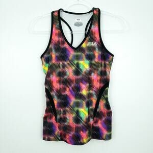 Fila Workout Tank Neon Bright Colors Built In Bra Small Women Shirt Athletic